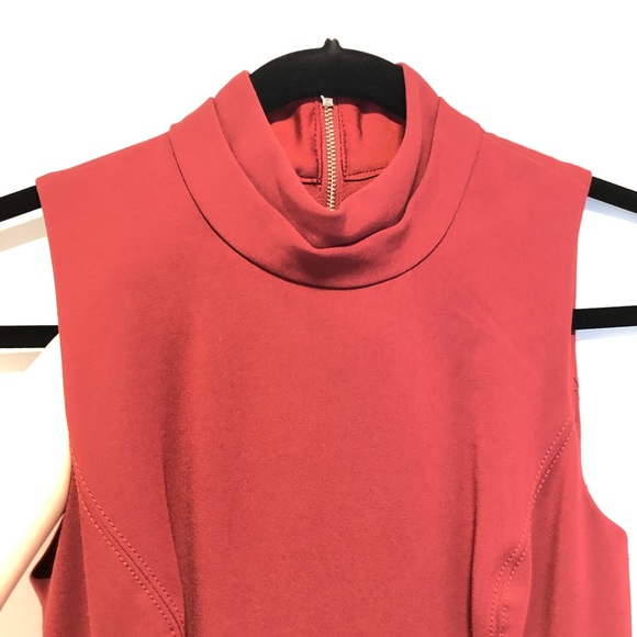 Mock neck wine midi dress with slit - Picture 2 of 7